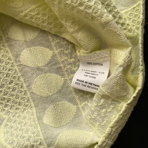 Moa Moa Button Front Textured Blouse 1X Yellow Short Sleeve 100% Cotton Top - Picture 3 of 6